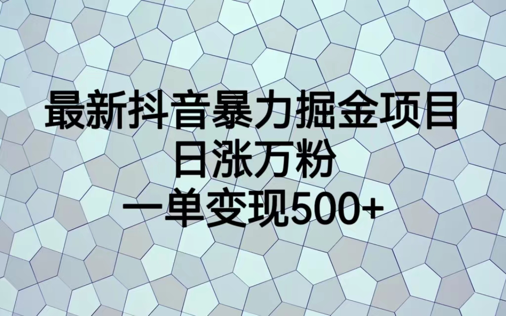 【副业项目6939期】最新抖音暴力掘金项目，日涨万粉，一单变现500+-村长副业网
