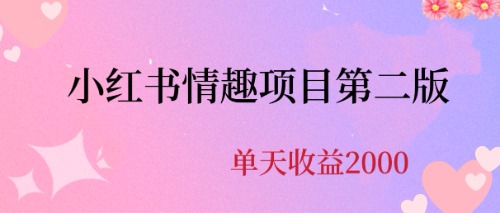 【副业项目6945期】最近爆火小红书情趣项目第二版，每天2000+-村长副业网