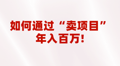【副业项目7001期】2023年最火项目：通过“卖项目”年入百万！普通人逆袭翻身的唯一出路-村长副业网