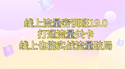 【副业项目7131期】线上流量密训班19.0，打通流量关卡，线上也能实战流量破局-村长副业网