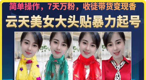 【副业项目7149期】美女大头贴暴力起号教学，简单操作，7天万粉-村长副业网
