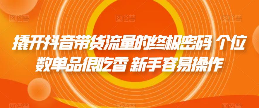 【副业项目7365期】撬开抖音带货流量的终极密码 个位数单品很吃香 新手容易操作-村长副业网