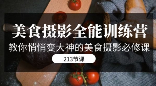 【副业项目7634期】美食摄影-全能特训营，教你悄悄变大神的美食摄影必修课（8套课程-213节）-村长副业网