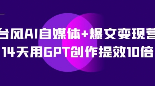【副业项目7733期】台风AI自媒体+爆文变现营，14天用GPT创作提效10倍（12节课）-村长副业网
