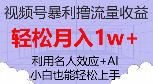 【副业项目7966期】视频号暴利撸流量收益，小白也能轻松上手，轻松月入1w+-村长副业网
