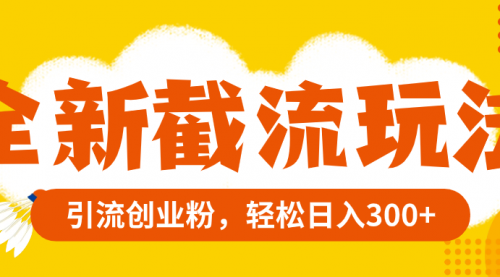 【副业项目8262期】全新截流玩法，精准引流创业粉，轻松日入300+-村长副业网
