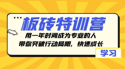【副业项目8289期】板砖特训营，用一年时间成为专业的人，带你突破行动局限，快速成长-村长副业网