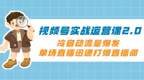 【副业项目8293期】视频号实战运营课2.0，冷启动流量爆发，单场直播迅速打爆直播间-村长副业网