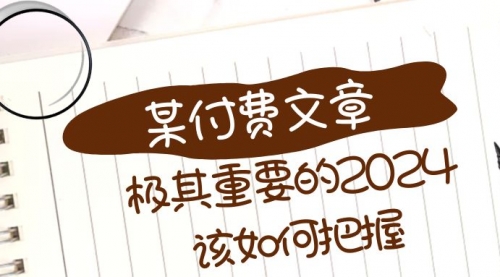 【副业项目8537期】极其重要的2024该如何把握？-村长副业网