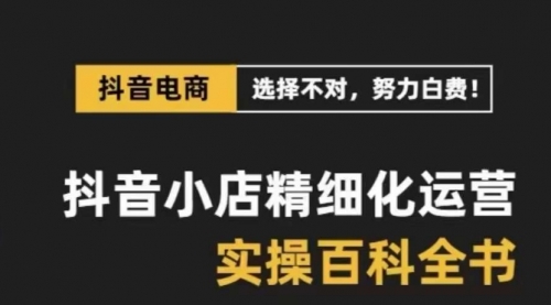 【副业项目8545期】抖音小店 精细化运营-百科全书，保姆级运营实战讲解-村长副业网