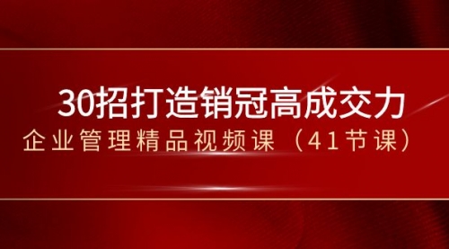 【副业项目8634期】30招-打造销冠高成交力-企业管理精品视频课-村长副业网