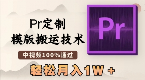 【副业8726期】最新Pr定制模版搬运技术，中视频100%通过-村长副业网