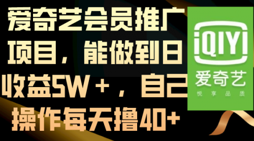 【副业8764期】爱奇艺会员推广项目，能做到日收益5W＋-村长副业网