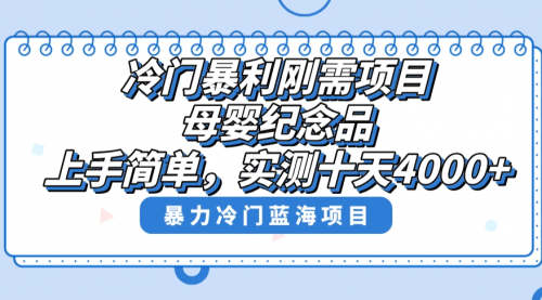 【副业8810期】冷门暴利刚需项目，母婴纪念品赛道，实测十天搞了4000+-村长副业网
