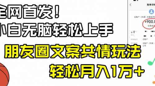 【副业8908期】小白轻松无脑上手，朋友圈共情文案玩法，月入1W+-村长副业网