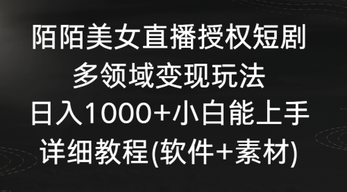 【副业8963期】陌陌美女直播授权短剧，多领域变现玩法，日入1000+-村长副业网