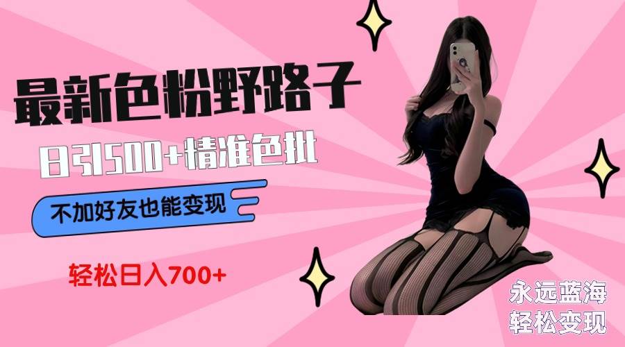 最新色粉变现野路子，日引500+老色批 可不加好友直接变现 小白轻松日入700+-村长副业网