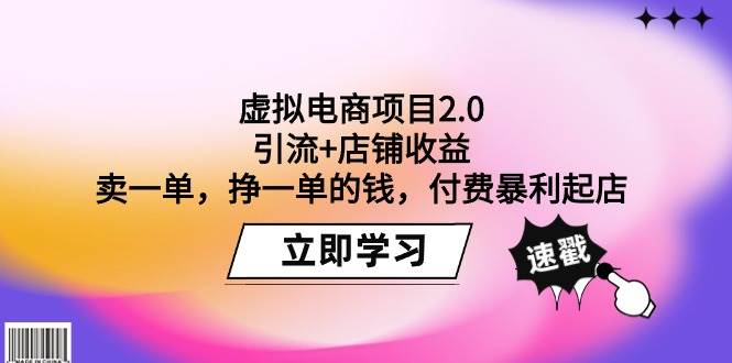 虚拟电商项目2.0：引流+店铺收益  卖一单，挣一单的钱，付费暴利起店-村长副业网