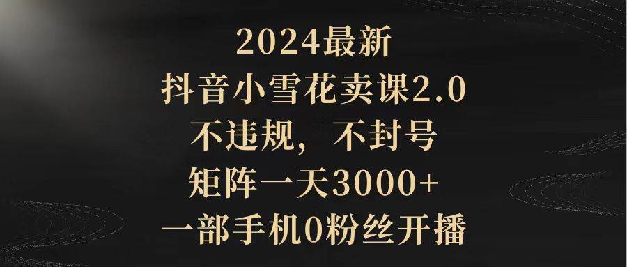 2024最新抖音小雪花卖课2.0 不违规 不封号 矩阵一天3000+一部手机0粉丝开播-村长副业网