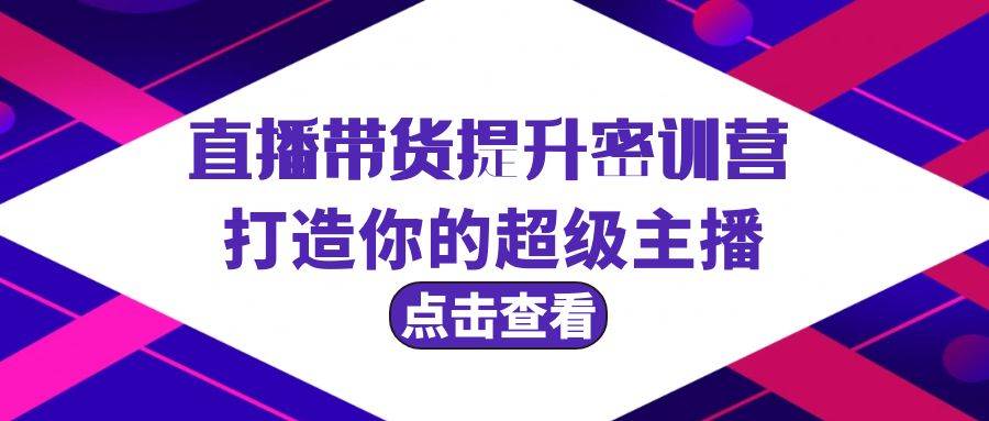 直播带货提升特训营，打造你的超级主播（3节直播课+配套资料）-村长副业网