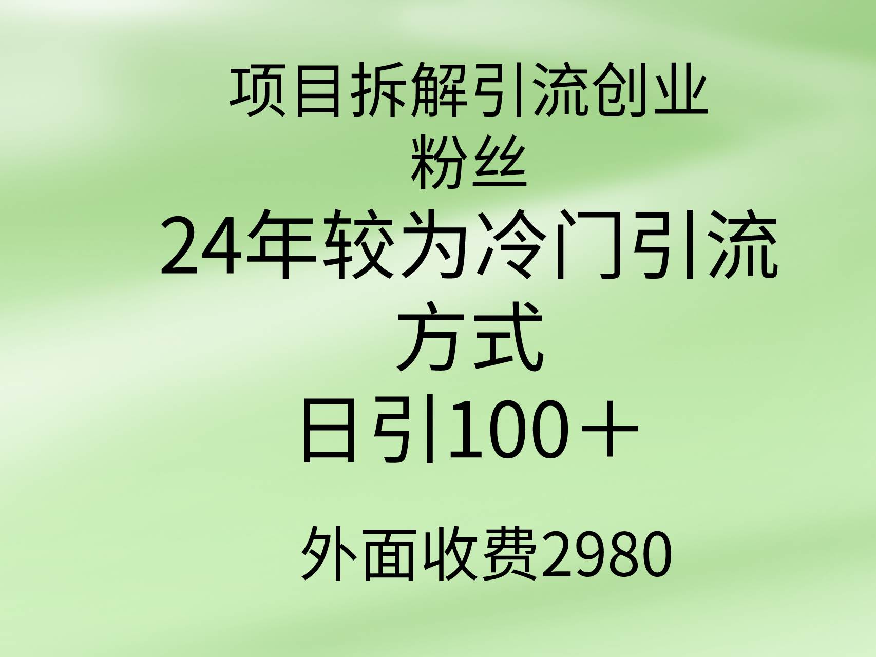 项目拆解引流创业粉丝，24年较冷门引流方式，轻松日引100＋-村长副业网