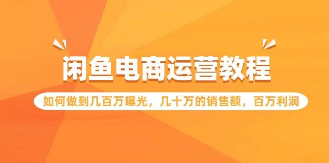 闲鱼电商运营教程：如何做到几百万曝光，几十万的销售额，百万利润-村长副业网
