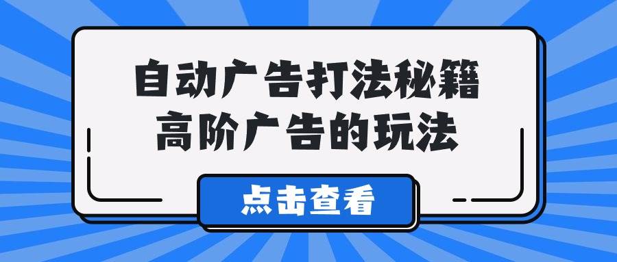 A lice自动广告打法秘籍，高阶广告的玩法-村长副业网