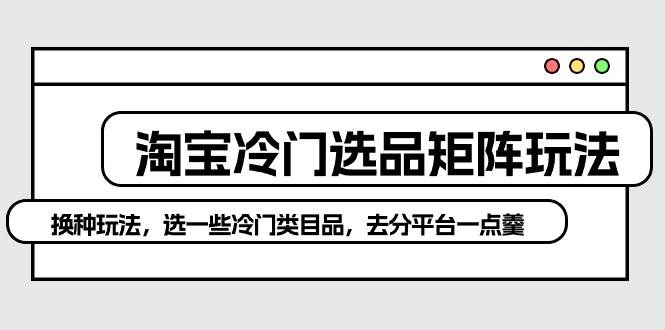 淘宝冷门选品矩阵玩法：换种玩法，选一些冷门类目品，去分平台一点羹-村长副业网