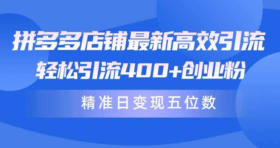 拼多多店铺最新高效引流术，轻松引流400+创业粉，精准日变现五位数！-村长副业网