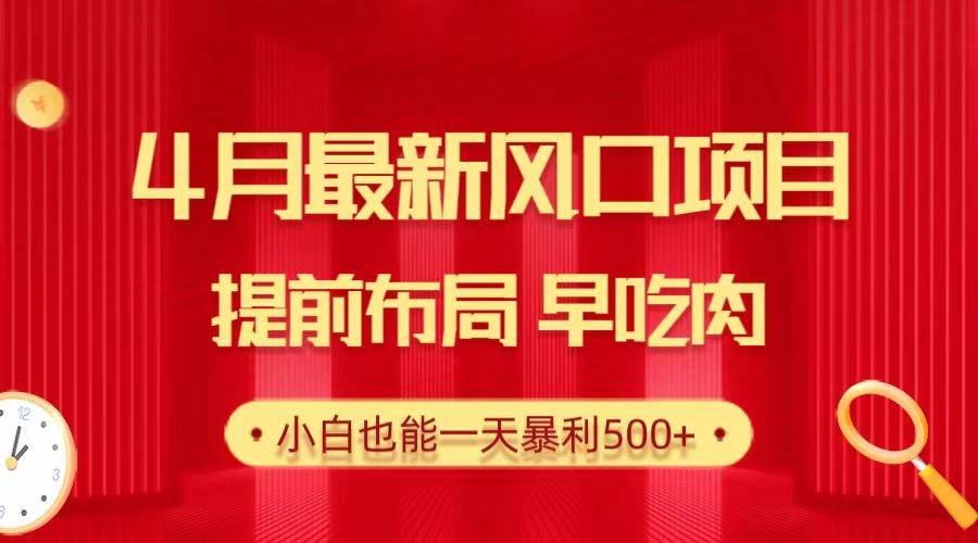 28.4月最新风口项目，提前布局早吃肉，小白也能一天暴利500+-村长副业网
