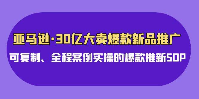 亚马逊30亿·大卖爆款新品推广，可复制、全程案例实操的爆款推新SOP-村长副业网