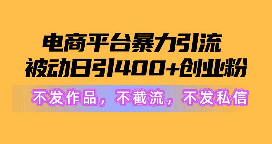 电商平台暴力引流,被动日引400+创业粉不发作品，不截流，不发私信-村长副业网