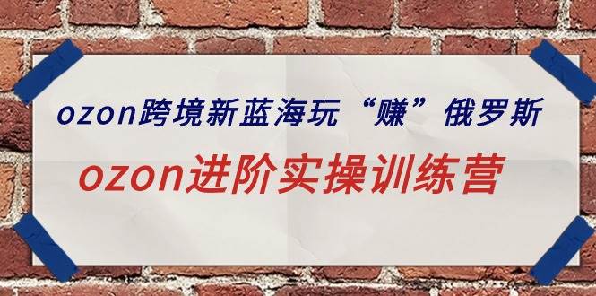 ozon跨境新蓝海玩“赚”俄罗斯，ozon进阶实操训练营-村长副业网