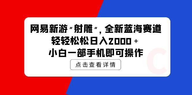 网易新游 射雕 全新蓝海赛道，轻松日入2000＋小白一部手机即可操作-村长副业网