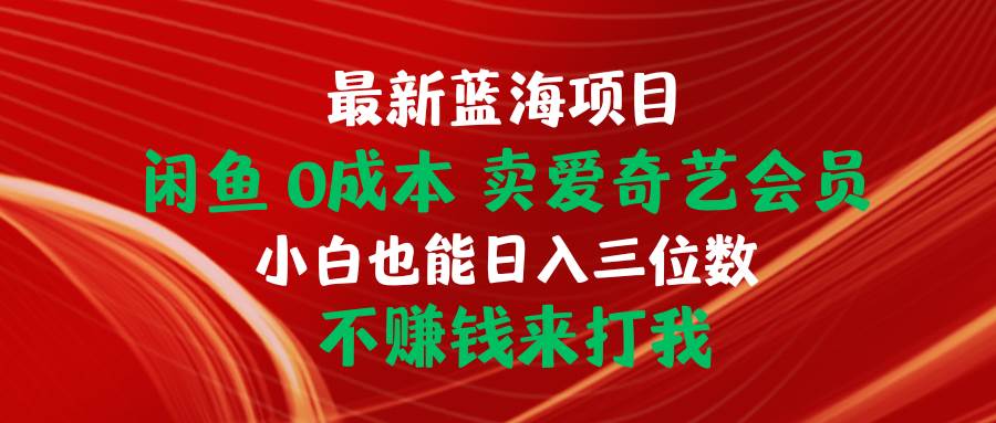 最新蓝海项目 闲鱼0成本 卖爱奇艺会员 小白也能入三位数 不赚钱来打我-村长副业网