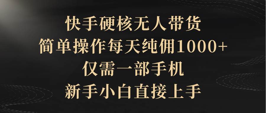 快手硬核无人带货，简单操作每天纯佣1000+,仅需一部手机，新手小白直接上手-村长副业网