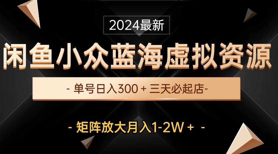 最新闲鱼小众蓝海虚拟资源，单号日入300＋，三天必起店，矩阵放大月入1-2W-村长副业网