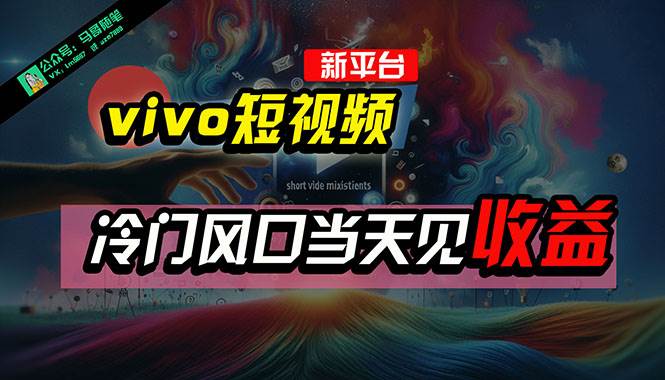 全新平台vivo短视频，新风口AI混剪无脑搬运，冷门风口当天见收益，7天…-村长副业网