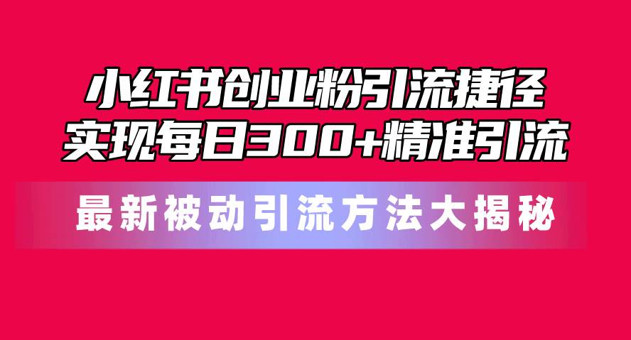 小红书创业粉引流捷径！最新被动引流方法大揭秘，实现每日300+精准引流-村长副业网