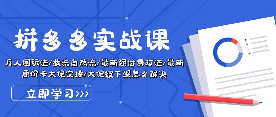 拼多多·实战课：万人团玩法/截流自然流/最新强付费打法/最新原价卡大促..-村长副业网