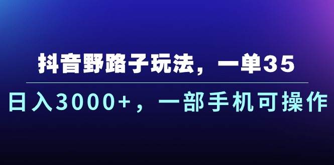 抖音野路子玩法，一单35.日入3000+，一部手机可操作-村长副业网