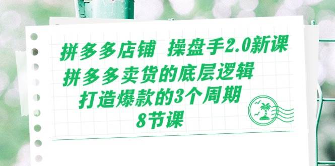 拼多多店铺 操盘手2.0新课，拼多多卖货的底层逻辑，打造爆款的3个周期-8节-村长副业网