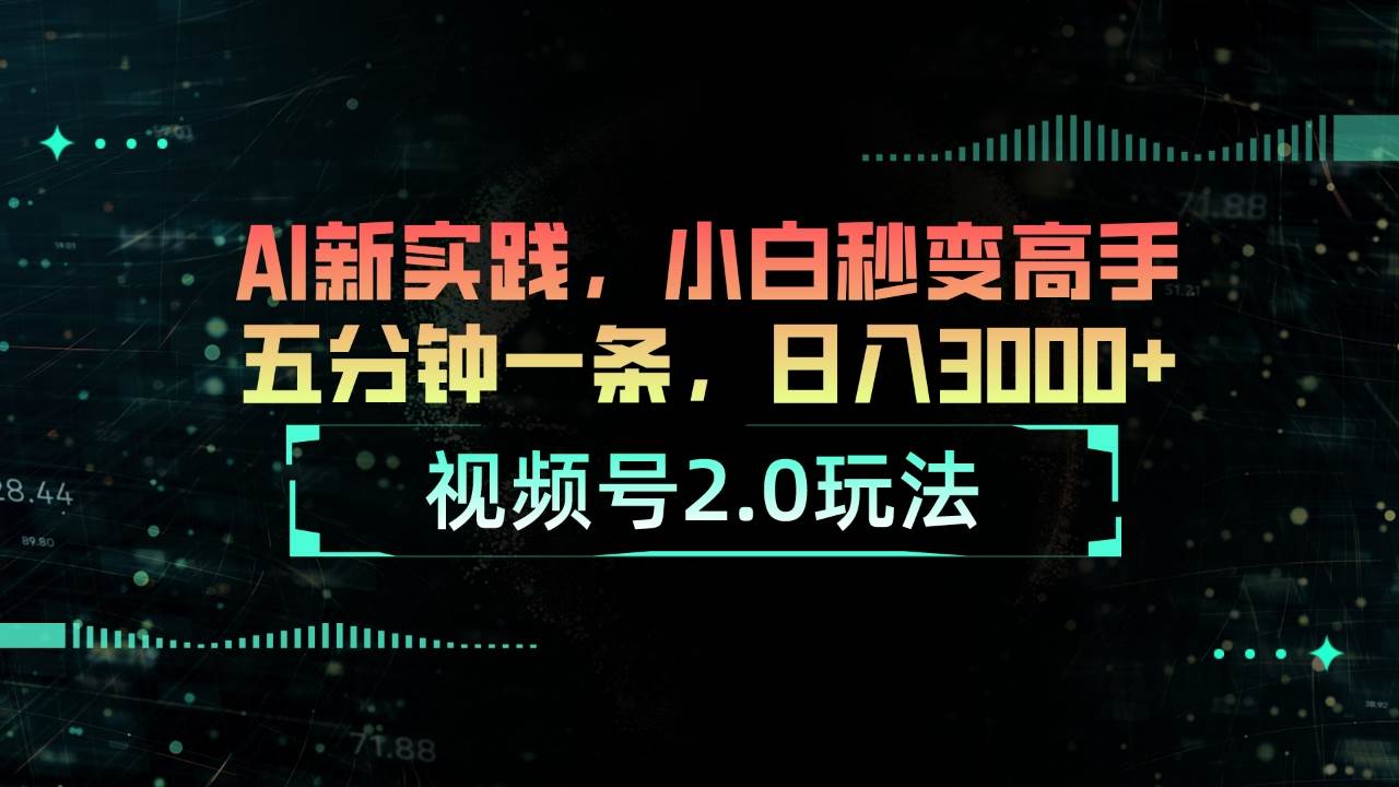 视频号2.0玩法 AI新实践，小白秒变高手五分钟一条，日入3000+-村长副业网