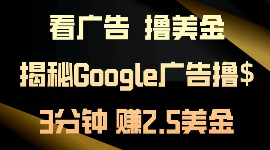 看广告，撸美金！3分钟赚2.5美金！日入200美金不是梦！揭秘Google广告…-村长副业网