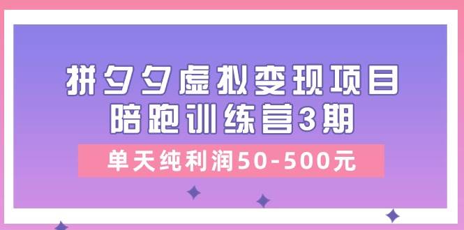 某收费培训《拼夕夕虚拟变现项目陪跑训练营3期》单天纯利润50-500元-村长副业网