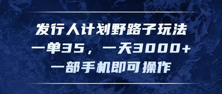 发行人计划野路子玩法，一单35，一天3000+，一部手机即可操作-村长副业网