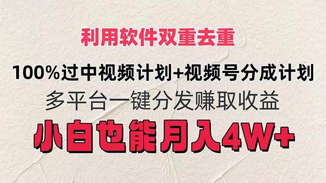 利用软件双重去重，100%过中视频+视频号分成计划小白也可以月入4W+-村长副业网