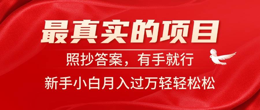 最真实的项目，照抄答案，有手就行，新手小白月入过万轻轻松松-村长副业网