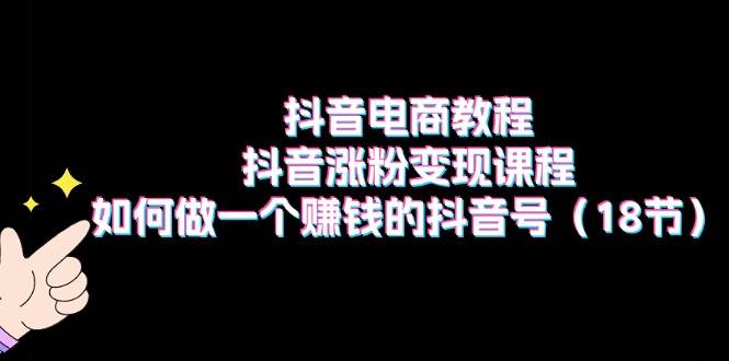 抖音电商教程：抖音涨粉变现课程：如何做一个赚钱的抖音号（18节）-村长副业网