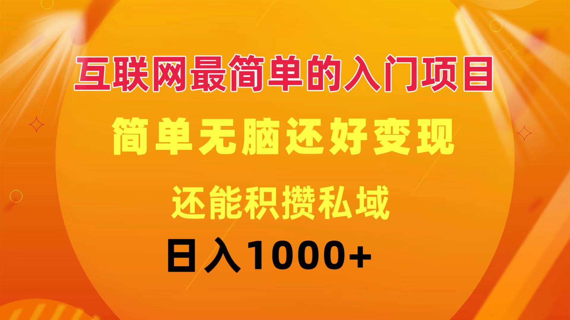 互联网最简单的入门项目：简单无脑变现还能积攒私域一天轻松1000+-村长副业网